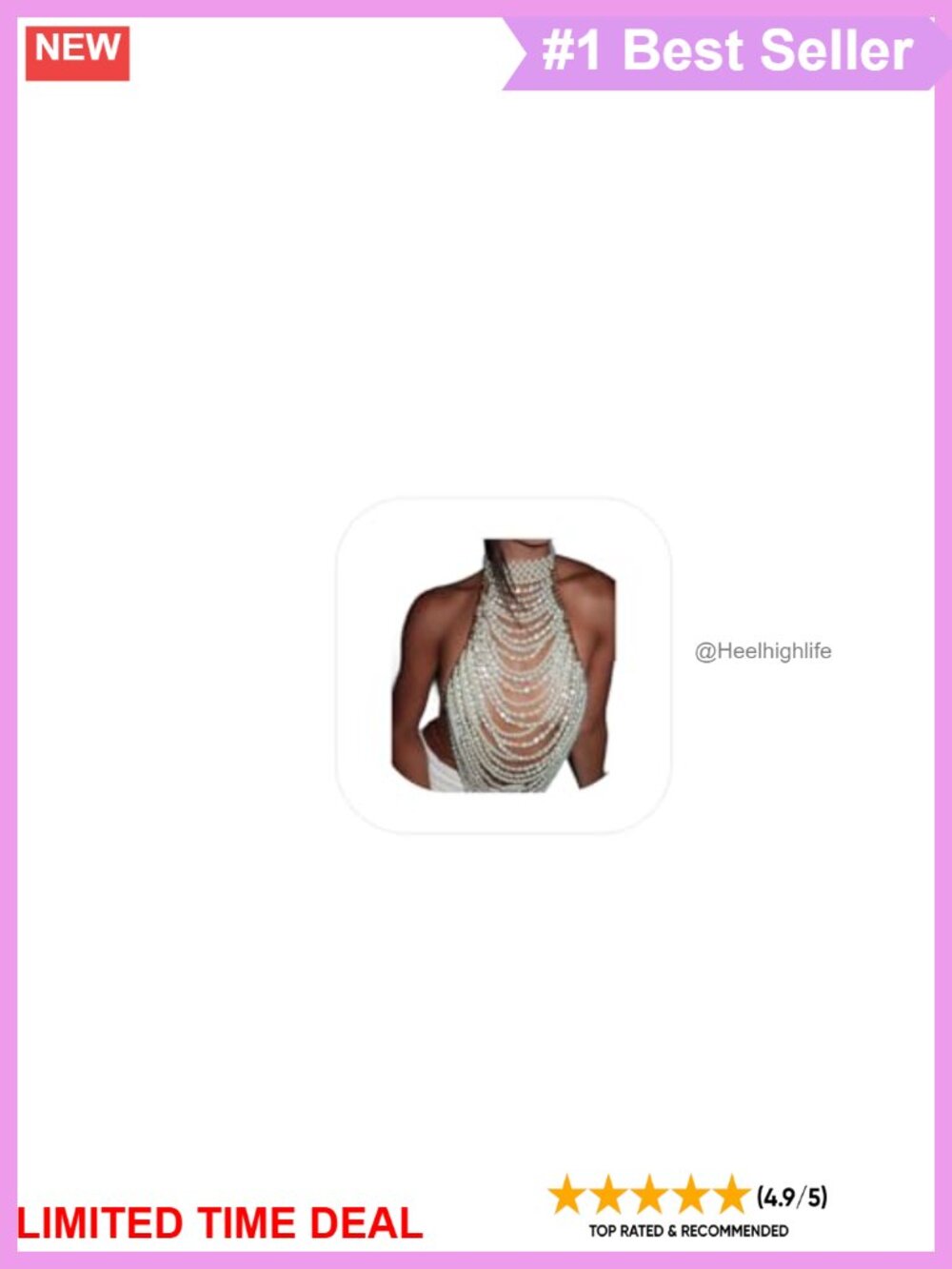 Pearl Beaded Body Chain Halter Crop Top Jewelry